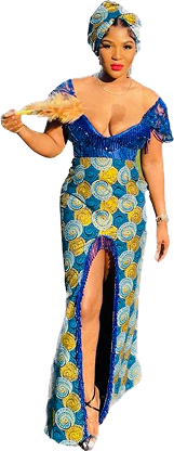 Midnight Blue Beaded Mermaid Dress